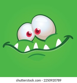 Funny cartoon monster character face expression. Illustration of cute and happy alien creature. Halloween design.
