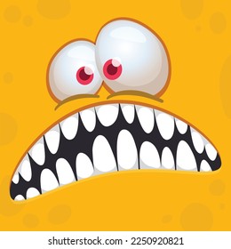 Funny cartoon monster character face expression. Illustration of cute and happy alien creature. Halloween design.