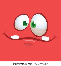Funny cartoon monster character face expression. Illustration of cute and happy alien creature. Halloween design.