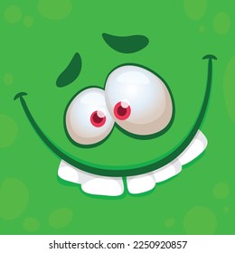 Funny cartoon monster character face expression. Illustration of cute and happy alien creature. Halloween design.