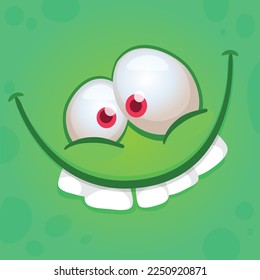 Funny cartoon monster character face expression. Illustration of cute and happy alien creature. Halloween design.