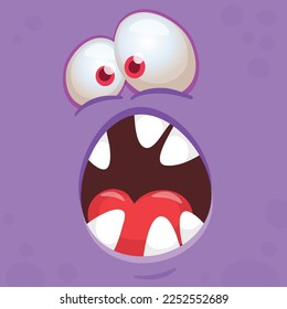 Funny cartoon monster character face expression. Illustration of cute and happy alien creature. Halloween design.