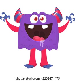 Funny cartoon monster character. Halloween design. Vector illustration of alien character