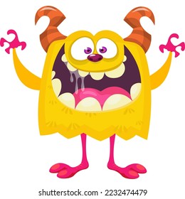 Funny cartoon monster character. Halloween design. Vector illustration of alien character