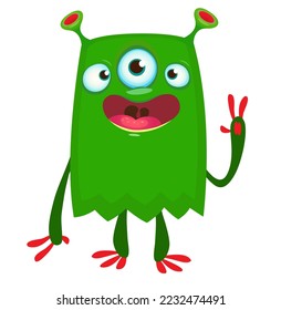 Funny cartoon monster character. Halloween design. Vector illustration of alien character
