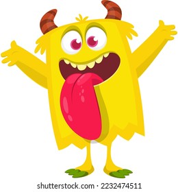 Funny cartoon monster character. Halloween design. Vector illustration of alien character