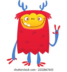Funny cartoon monster character. Halloween design. Vector illustration of alien character
