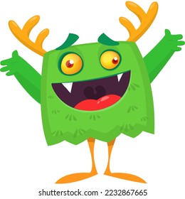 Funny cartoon monster character. Halloween design. Vector illustration of alien character
