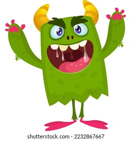 Funny cartoon monster character. Halloween design. Vector illustration of alien character