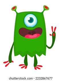 Funny cartoon monster character. Halloween design. Vector illustration of alien character