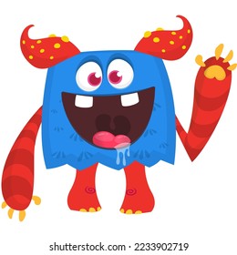 Funny cartoon monster character. Halloween design. Vector illustration of alien character