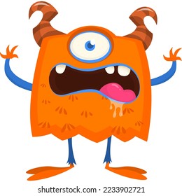Funny cartoon monster character. Halloween design. Vector illustration of alien character