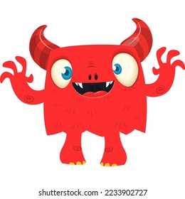 Funny cartoon monster character. Halloween design. Vector illustration of alien character