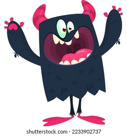 Funny cartoon monster character. Halloween design. Vector illustration of alien character