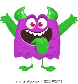 Funny cartoon monster character. Halloween design. Vector illustration of alien character