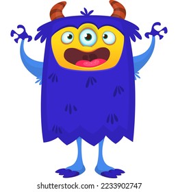 Funny cartoon monster character. Halloween design. Vector illustration of alien character