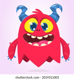 Funny cartoon monster character. Illustration of cute and happy mythical alien creature. Halloween design. Great for party decoration, poster or package design