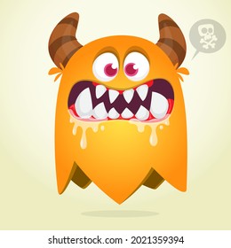 Funny cartoon monster character. Illustration of cute and happy mythical alien creature. Halloween design. Great for party decoration, poster or package design