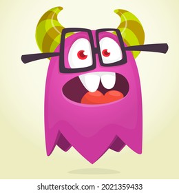 Funny cartoon monster character. Illustration of cute and happy mythical alien creature. Halloween design. Great for party decoration, poster or package design