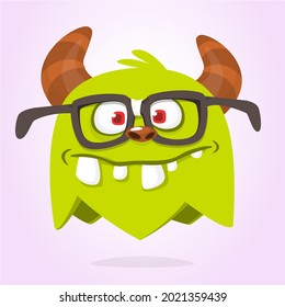 Funny cartoon monster character. Illustration of cute and happy mythical alien creature. Halloween design. Great for party decoration, poster or package design