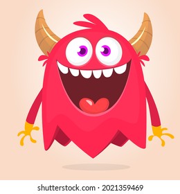 Funny cartoon monster character. Illustration of cute and happy mythical alien creature. Halloween design. Great for party decoration, poster or package design