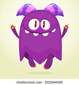 Funny cartoon monster character. Illustration of cute and happy mythical alien creature. Halloween design. Great for party decoration, poster or package design