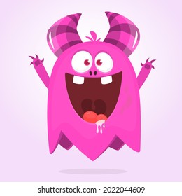 Funny cartoon monster character. Illustration of cute and happy mythical alien creature. Halloween design. Great for party decoration, poster or package design