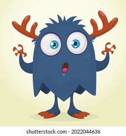 Funny cartoon monster character. Illustration of cute and happy mythical alien creature. Halloween design. Great for party decoration, poster or package design