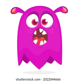 Funny cartoon monster character. Illustration of cute and happy mythical alien creature. Halloween design. Great for party decoration, poster or package design