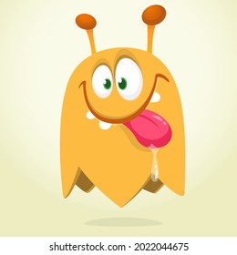 Funny cartoon monster character. Illustration of cute and happy mythical alien creature. Halloween design. Great for party decoration, poster or package design