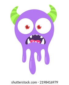 Funny cartoon monster character. Illustration of cute and happy flying alien creature. Halloween design.