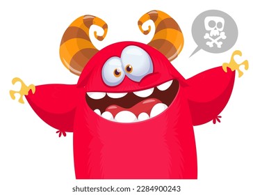 Funny cartoon monster character. Illustration of cute and happy alien. Halloween vector design isolated