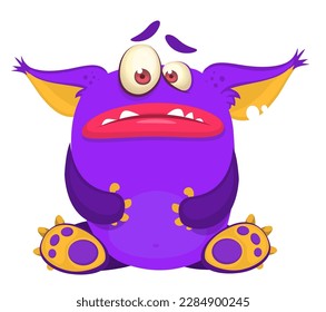 Funny cartoon monster character. Illustration of cute and happy alien. Halloween vector design isolated