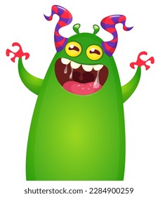 Funny cartoon monster character. Illustration of cute and happy alien. Halloween vector design isolated
