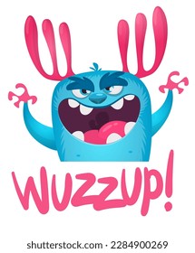 Funny cartoon monster character. Illustration of cute and happy alien. Halloween vector design isolated