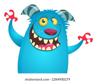 Funny cartoon monster character. Illustration of cute and happy alien. Halloween vector design isolated
