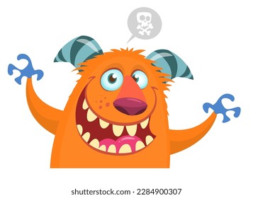 Funny cartoon monster character. Illustration of cute and happy alien. Halloween vector design isolated