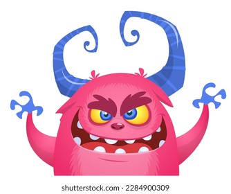 Funny cartoon monster character. Illustration of cute and happy alien. Halloween vector design isolated