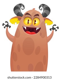 Funny cartoon monster character. Illustration of cute and happy alien. Halloween vector design isolated