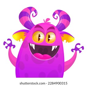 Funny cartoon monster character. Illustration of cute and happy alien. Halloween vector design isolated