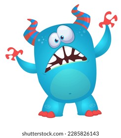 Funny cartoon monster character. Illustration of cute and happy alien. Halloween vector design isolated