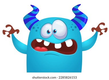 Funny cartoon monster character. Illustration of cute and happy alien. Halloween vector design isolated