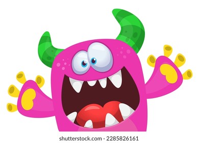 Funny cartoon monster character. Illustration of cute and happy alien. Halloween vector design isolated