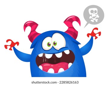 Funny cartoon monster character. Illustration of cute and happy alien. Halloween vector design isolated