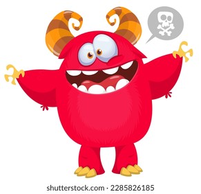 Funny cartoon monster character. Illustration of cute and happy alien. Halloween vector design isolated
