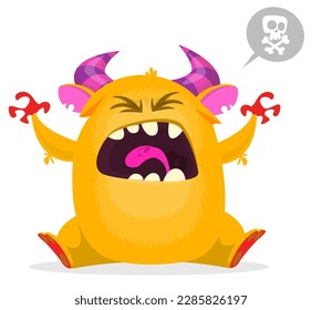 Funny cartoon monster character. Illustration of cute and happy alien. Halloween vector design isolated