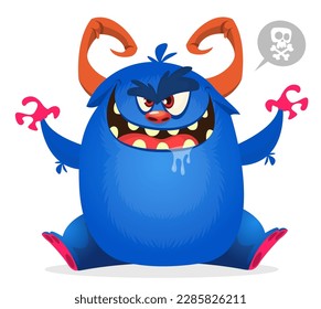 Funny cartoon monster character. Illustration of cute and happy alien. Halloween vector design isolated