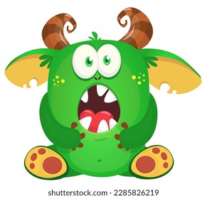 Funny cartoon monster character. Illustration of cute and happy alien. Halloween vector design isolated
