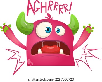 Funny cartoon monster character. Illustration of cute and happy alien. Halloween vector design isolated