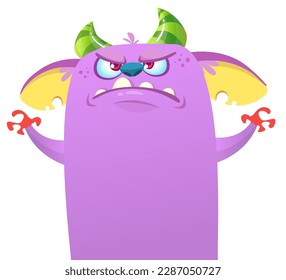 Funny cartoon monster character. Illustration of cute and happy alien. Halloween vector design isolated